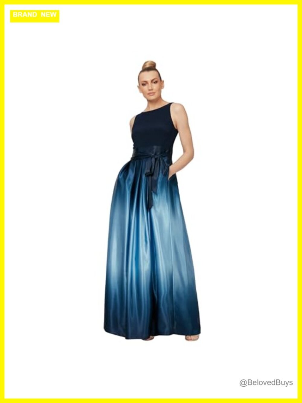 Sleeveless Long Satin Mother of the Bride Dress with Pockets